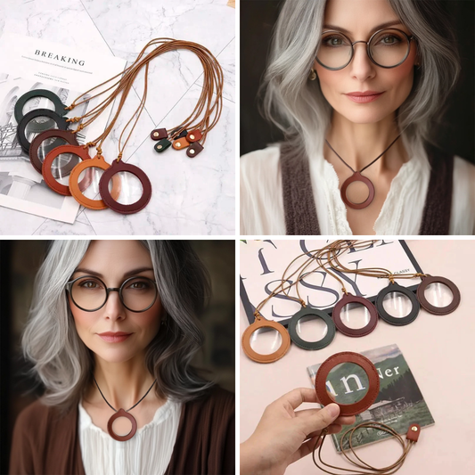 Vintage Leather Magnifying Glass Necklace