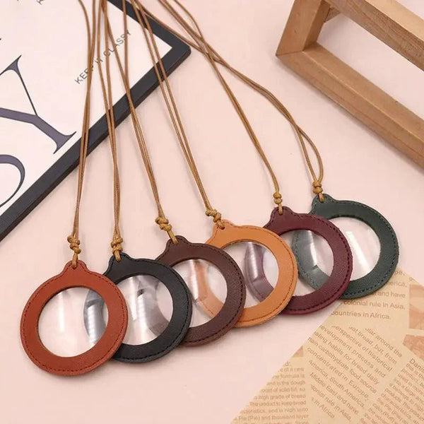 Vintage Leather Magnifying Glass Necklace